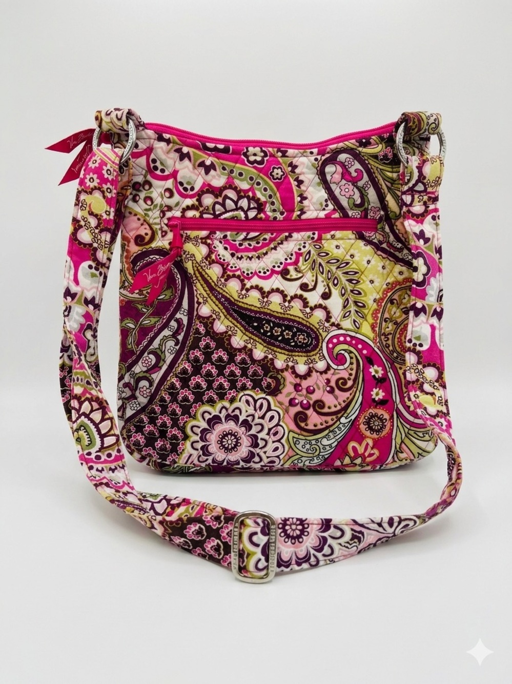 Vera Bradley Quilted Cotton Hipster Crossbody Bag Purse Very Berry Paisley Pink